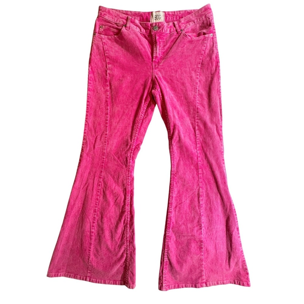 BDG Extreme Flare Corduroy Pants Womens 28 Pink High Rise Bell Bottom Stretch